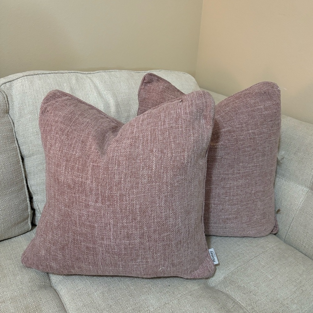 2 Feather Throw Pillow 20x20 Washable cover from Home Cozy pink